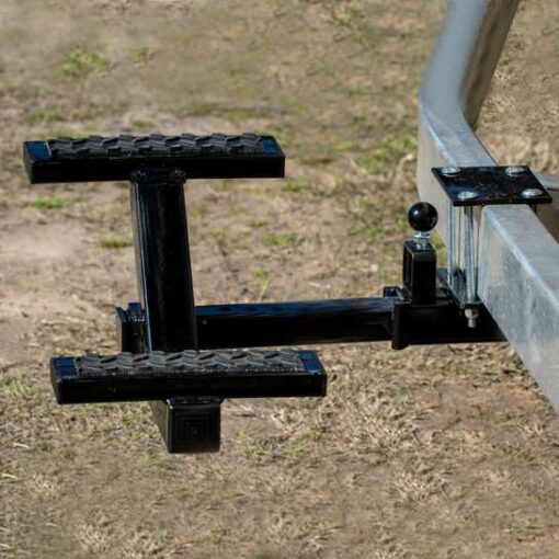 A black trailer hitch with two bars attached to it.